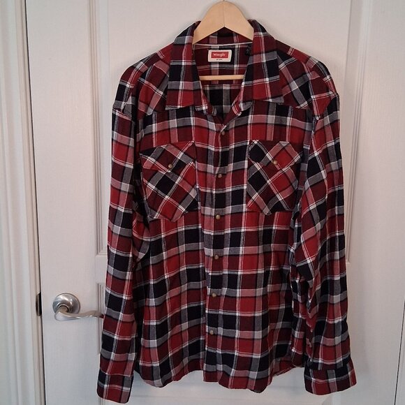Wrangler Pearl Snap Plaid Flannel Shirt Men's Size 3XL Colorful Cowboy - Picture 1 of 4